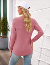 LOMON Womens Sweaters Crewneck Waffle Knit Top Winter Fall Fashion Clothing