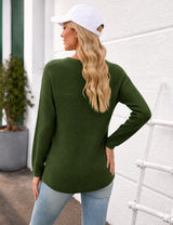 LOMON Womens Sweaters Crewneck Waffle Knit Top Winter Fall Fashion Clothing