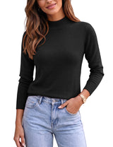 LOMON Women Mock Neck Sweater Long Sleeve Knit Pullover Soft Casual Tops