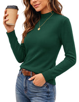 LOMON Women Mock Neck Sweater Long Sleeve Knit Pullover Soft Casual Tops