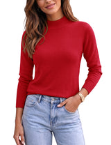 LOMON Women Mock Neck Sweater Long Sleeve Knit Pullover Soft Casual Tops