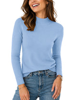 LOMON Women Mock Neck Sweater Long Sleeve Knit Pullover Soft Casual Tops