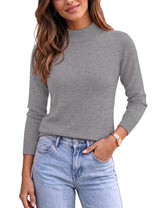LOMON Women Mock Neck Sweater Long Sleeve Knit Pullover Soft Casual Tops