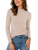 LOMON Women Mock Neck Sweater Long Sleeve Knit Pullover Soft Casual Tops