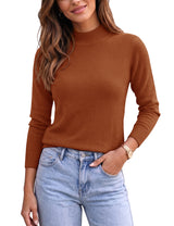 LOMON Women Mock Neck Sweater Long Sleeve Knit Pullover Soft Casual Tops