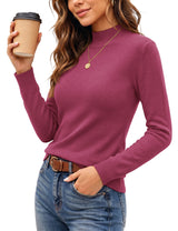 LOMON Women Mock Neck Sweater Long Sleeve Knit Pullover Soft Casual Tops