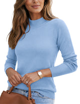 LOMON Women Mock Neck Sweater Long Sleeve Knit Pullover Soft Casual Tops