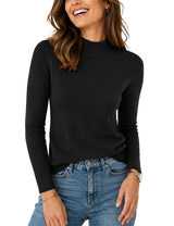 LOMON Women Mock Neck Sweater Long Sleeve Knit Pullover Soft Casual Tops