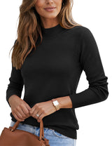 LOMON Women Mock Neck Sweater Long Sleeve Knit Pullover Soft Casual Tops