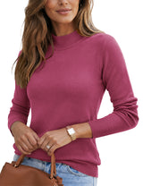 LOMON Women Mock Neck Sweater Long Sleeve Knit Pullover Soft Casual Tops
