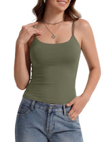 LOMON Womens Padded Cami Top Square Neck, Double Lined Camisole