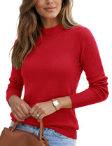 LOMON Women Mock Neck Sweater Long Sleeve Knit Pullover Soft Casual Tops