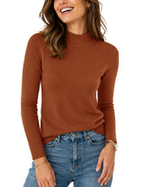 LOMON Women Mock Neck Sweater Long Sleeve Knit Pullover Soft Casual Tops