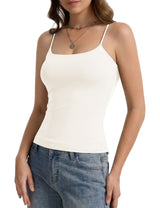 LOMON Womens Padded Cami Top Square Neck, Double Lined Camisole