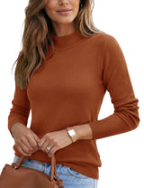 LOMON Women Mock Neck Sweater Long Sleeve Knit Pullover Soft Casual Tops