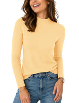 LOMON Women Mock Neck Sweater Long Sleeve Knit Pullover Soft Casual Tops