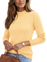 LOMON Women Mock Neck Sweater Long Sleeve Knit Pullover Soft Casual Tops