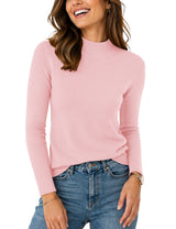 LOMON Women Mock Neck Sweater Long Sleeve Knit Pullover Soft Casual Tops