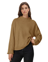 Lomom Womens Cotton Sweater Long Sleeve Mock Neck Fall Winter Tops