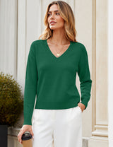 LOMON Sweaters for Women V Neck Long Sleeve Fall Oufits Casual Tops
