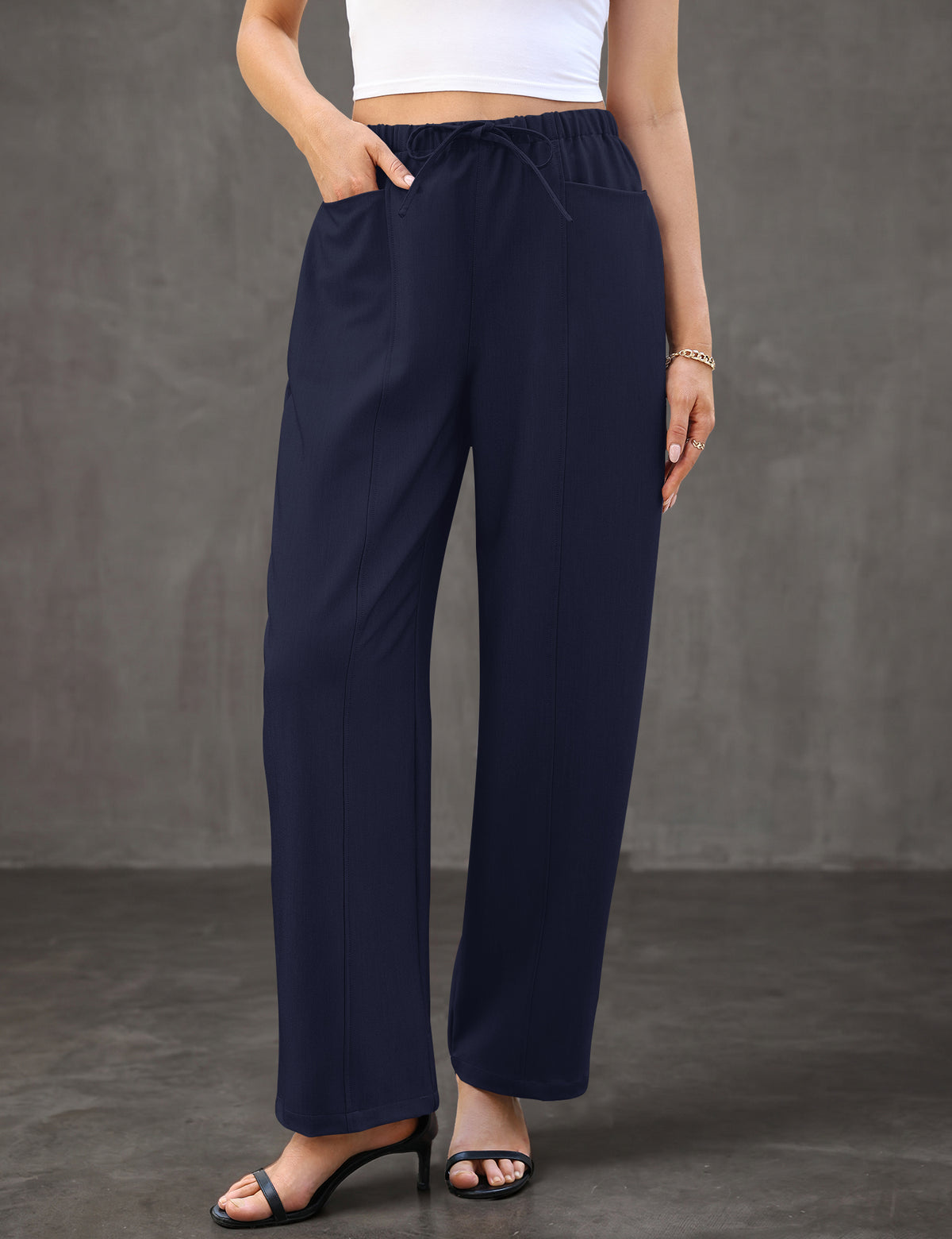 LOMON Womens Barrel Pants Curvy Wear to Work Trousers Inseam 27.6″/29.5″