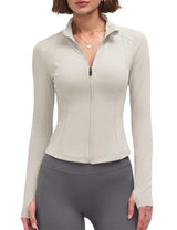 LOMON Women Workout Jacket Lightweight Zip Up Cropped Athletic Slim Tops
