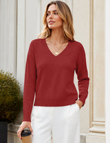 LOMON Sweaters for Women V Neck Long Sleeve Fall Oufits Casual Tops