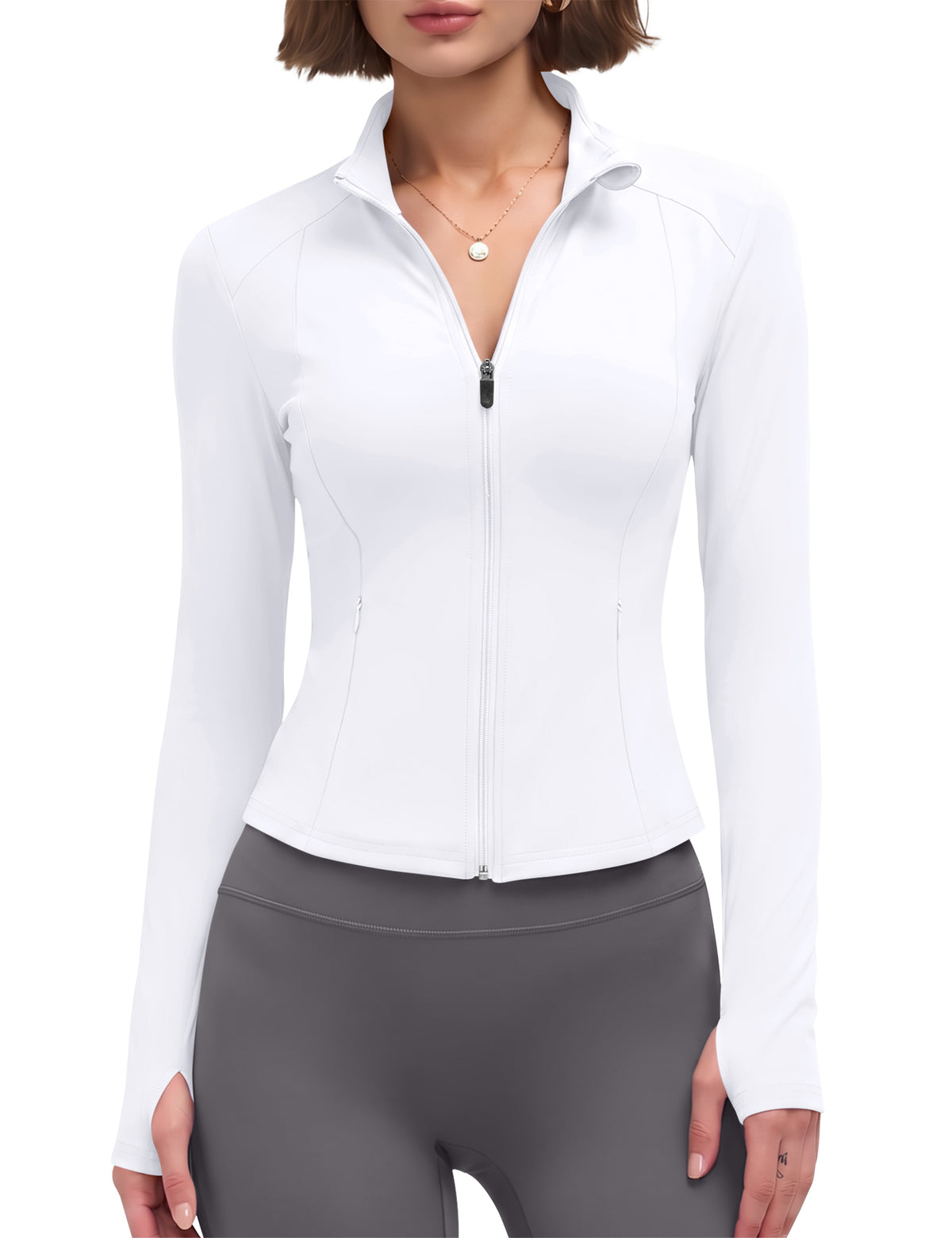 LOMON Women Workout Jacket Lightweight Zip Up Cropped Athletic Slim Tops
