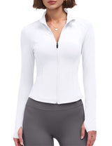 LOMON Women Workout Jacket Lightweight Zip Up Cropped Athletic Slim Tops