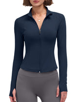 LOMON Women Workout Jacket Lightweight Zip Up Cropped Athletic Slim Tops