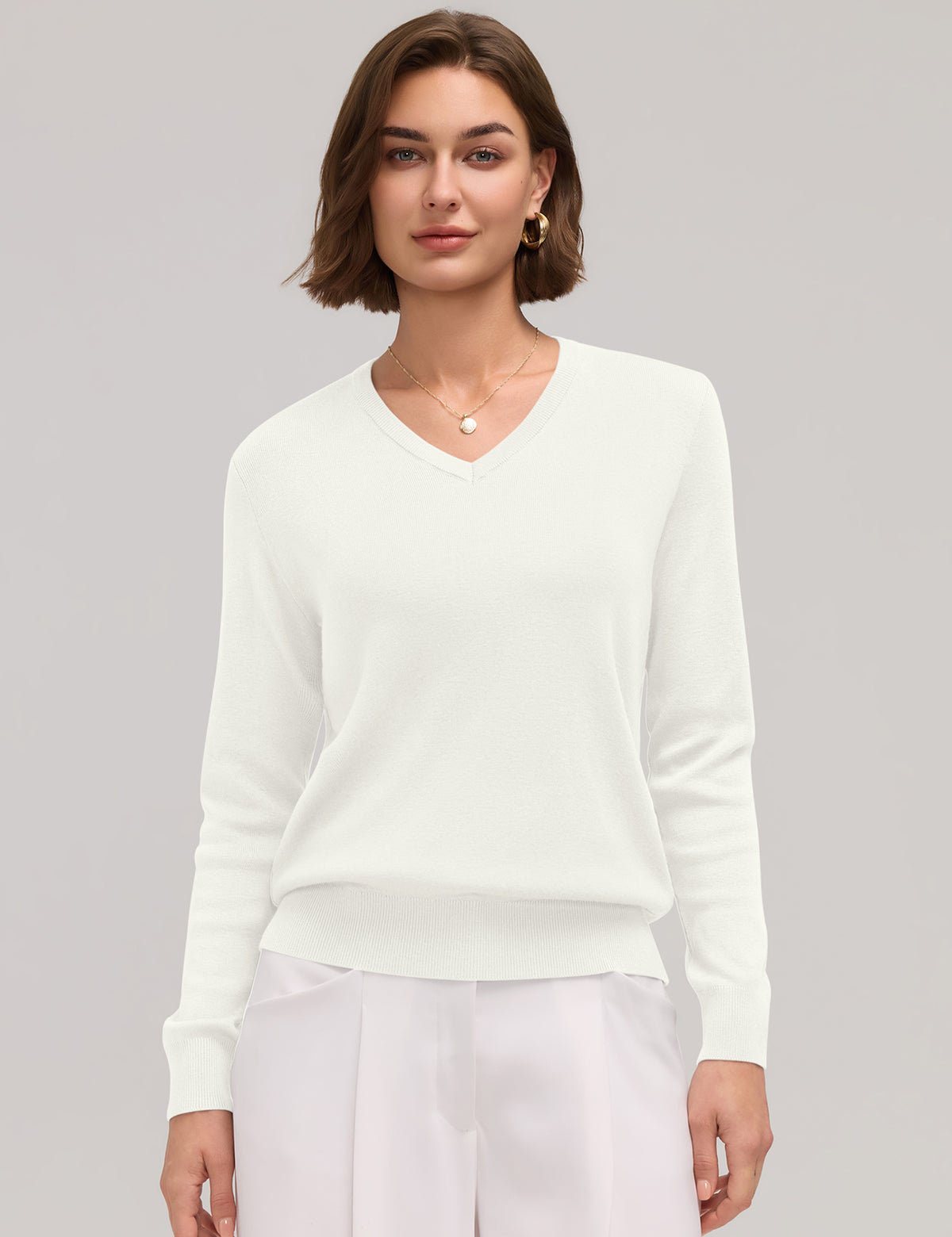 LOMON Sweaters for Women Wool Blend Long Sleeve Sweater Tops Fall Clothes