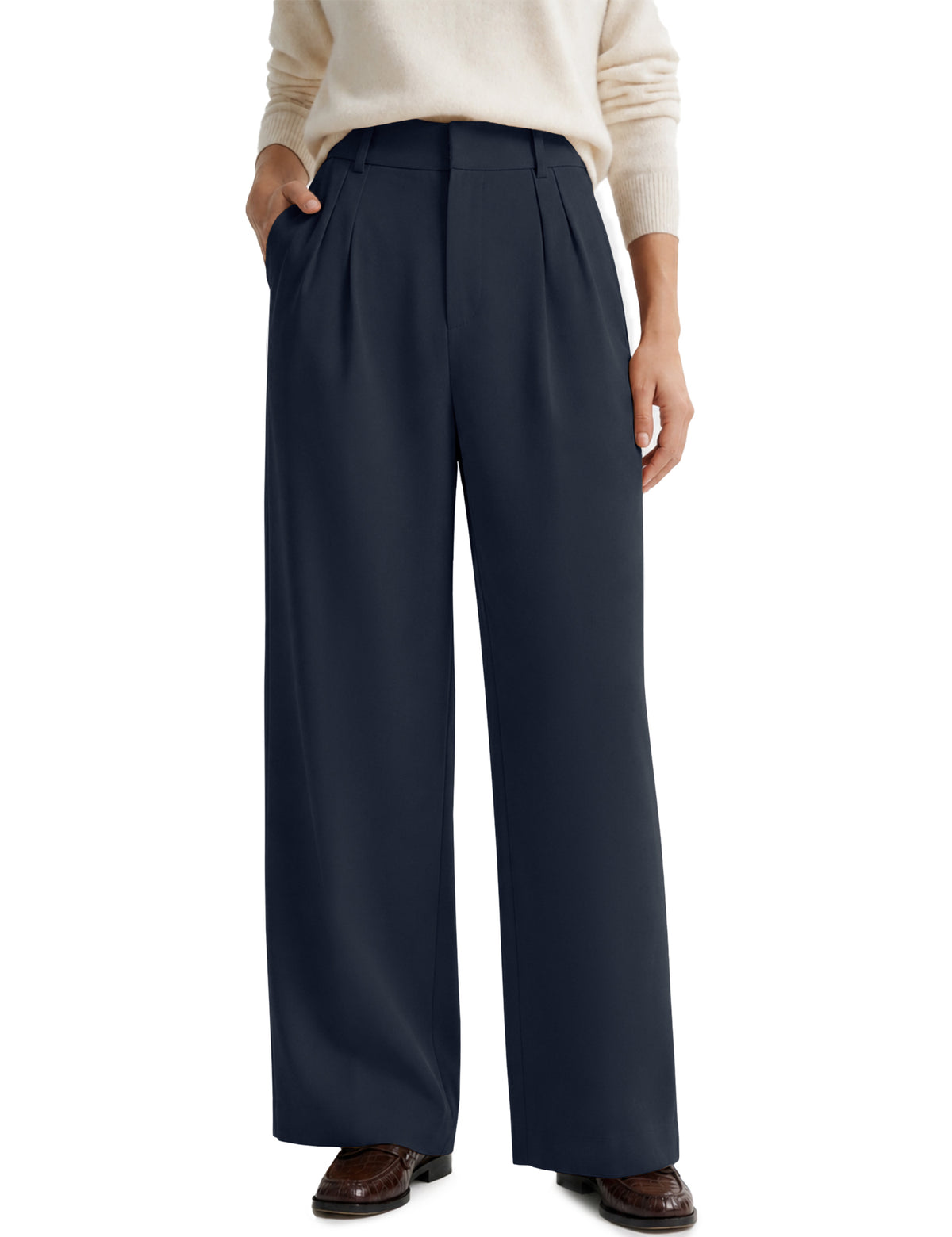 LOMON Women's Wide Leg Dress Pants High Waist Work Slacks with Pockets