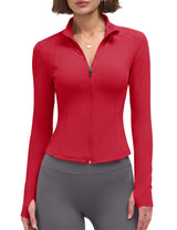 LOMON Women Workout Jacket Lightweight Zip Up Cropped Athletic Slim Tops