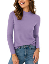 LOMON Women Mock Neck Sweater Long Sleeve Knit Pullover Soft Casual Tops
