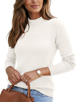 LOMON Women Mock Neck Sweater Long Sleeve Knit Pullover Soft Casual Tops