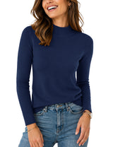 LOMON Women Mock Neck Sweater Long Sleeve Knit Pullover Soft Casual Tops