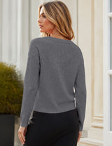 LOMON Sweaters for Women V Neck Long Sleeve Fall Oufits Casual Tops