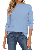 LOMON Women's Mock Neck Sweater Long Sleeve 2026 Fall Winter Knitted Tops