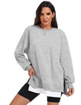 LOMON Women Fleece Oversized Crewneck Sweatshirt Layered Tunic Pullover