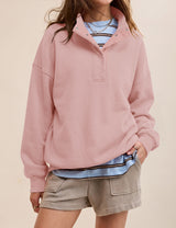 LOMON Sweatshirts for Women Button Mock Neck Pullover Tops