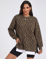 LOMON Women Fleece Oversized Crewneck Sweatshirt Layered Tunic Pullover