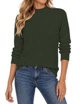 LOMON Women's Mock Neck Sweater Long Sleeve 2026 Fall Winter Knitted Tops