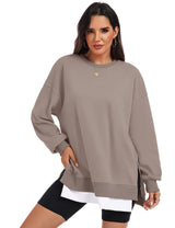 LOMON Women Fleece Oversized Crewneck Sweatshirt Layered Tunic Pullover
