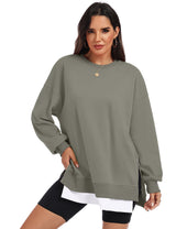 LOMON Women Fleece Oversized Crewneck Sweatshirt Layered Tunic Pullover