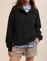 LOMON Sweatshirts for Women Button Mock Neck Pullover Tops
