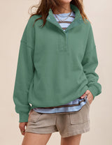 LOMON Sweatshirts for Women Button Mock Neck Pullover Tops