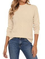 LOMON Women's Mock Neck Sweater Long Sleeve 2026 Fall Winter Knitted Tops