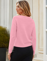 LOMON Sweaters for Women V Neck Long Sleeve Fall Oufits Casual Tops