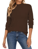 LOMON Women's Mock Neck Sweater Long Sleeve 2026 Fall Winter Knitted Tops