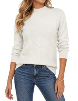 LOMON Women's Mock Neck Sweater Long Sleeve 2026 Fall Winter Knitted Tops